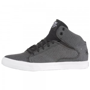 Buty Skate Supra Society Mid Damskie Czarne Białe | QAIKB7590