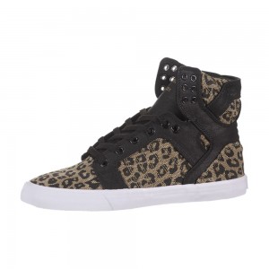 Wysokie Supra SkyTop Damskie Czarne Panterka | AQERP0239