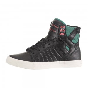 Wysokie Supra SkyTop Damskie Czarne Zielone | KTQPB8173