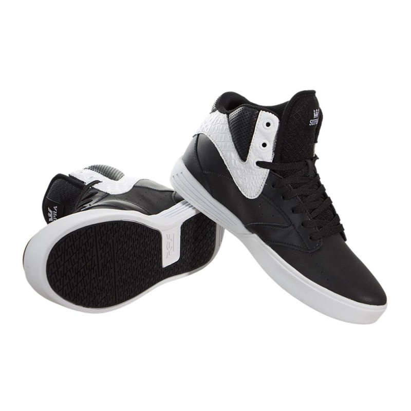 Buty Skate Supra Khan Damskie Czarne Białe | JLDSV4960