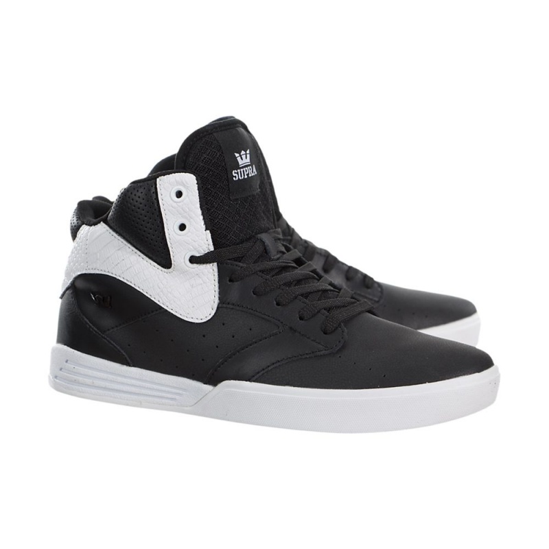 Buty Skate Supra Khan Męskie Czarne Białe | RNZQD8601