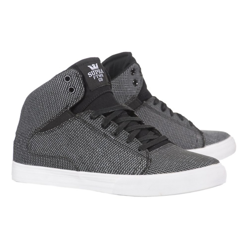 Buty Skate Supra Society Mid Damskie Czarne Białe | QAIKB7590