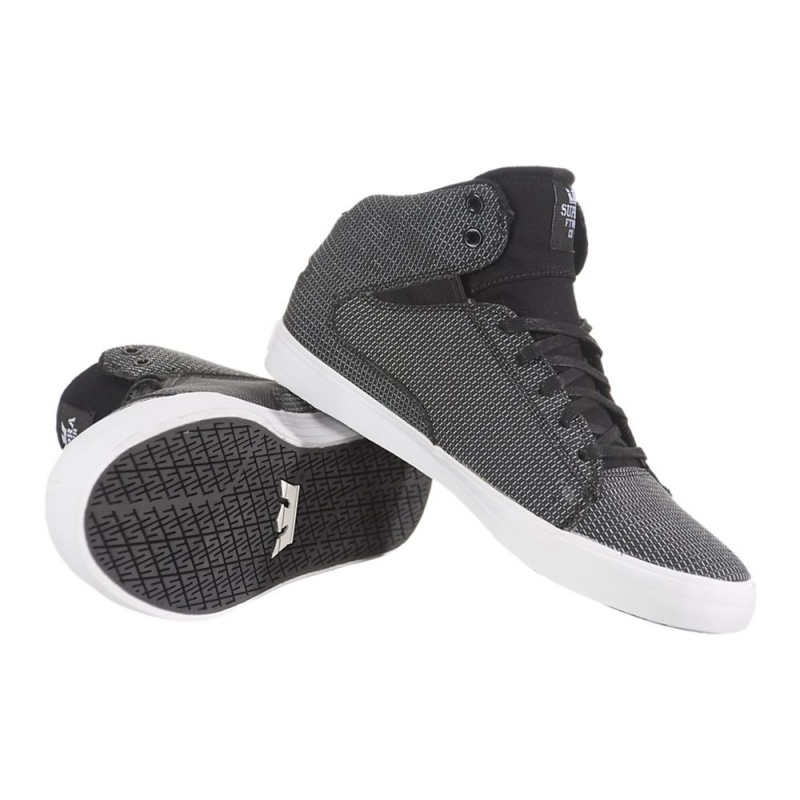 Buty Skate Supra Society Mid Damskie Czarne Białe | QAIKB7590