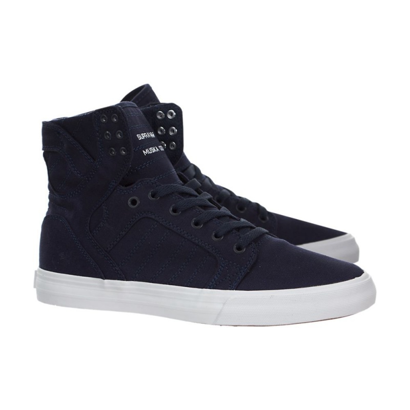 Wysokie Supra SkyTop D Męskie Granatowe | DVKWC1290