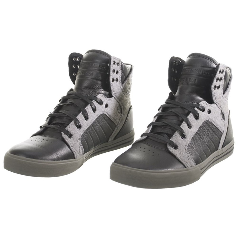 Wysokie Supra SkyTop Damskie Czarne Szare | SIHOX6271