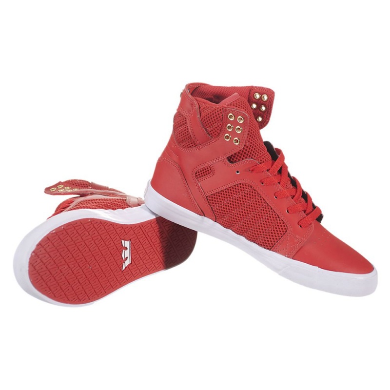 Wysokie Supra SkyTop Damskie Czerwone | RJZTL3027