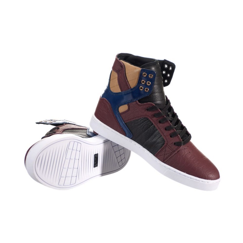 Wysokie Supra SkyTop LX Damskie Bordowe Granatowe | VZMTR3485