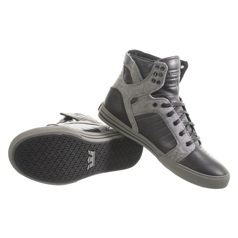 Wysokie Supra SkyTop Męskie Czarne Szare | DMSWU4198